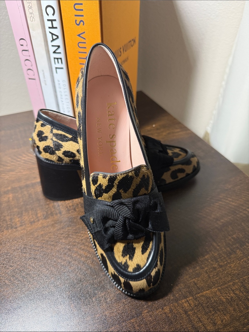 kate spade leopard-print block heel loafers - Black & Brown